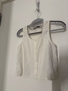 Brandy Melville White Button-Front Crop Tank